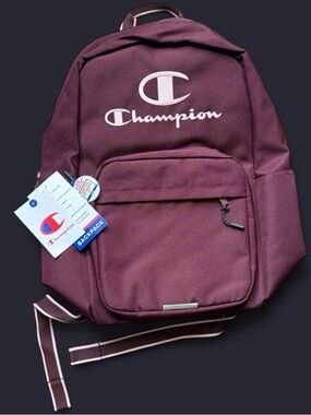 Champion Burgundy Backpack with Pink Logo